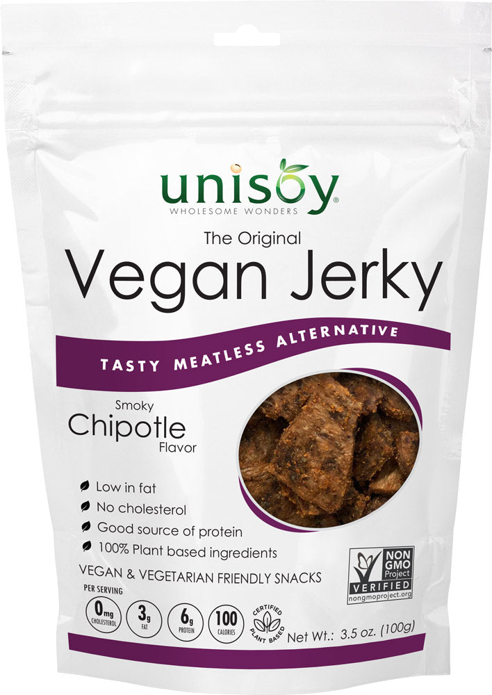 Unisoy -Jerky Vegan Smky Chipotle, 3.5 oz | Pack of 12