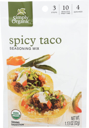 Simply Organic - Seasoning Mix Spicy Taco, 1.13 Oz | Pack of 12