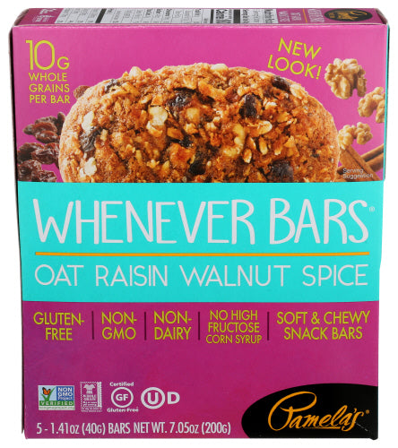 Pamelas - Oat Raisin Walnut Spice Bars , 5 Ct | Pack of 6