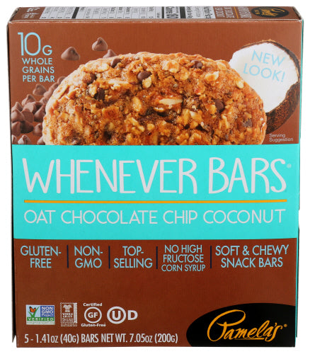 Pamelas - Oat Chocolate Chip Coconut Bars , 5 Ct | Pack of 6