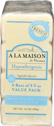 A La Maison - Hypoallergenic Unscented Bar Soaps 4pk, 3.5 Oz