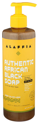 Alaffia - Authentic African Black Soap All-in-One Hemp Olive Leaf, 16 Fl Oz