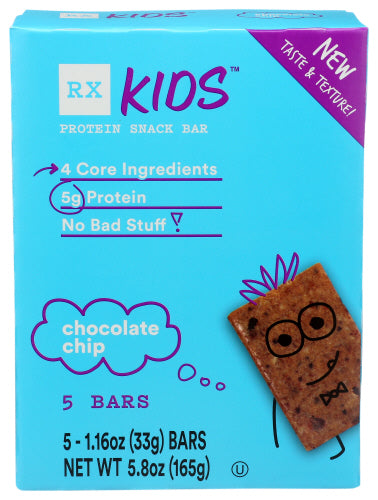 Rxbar - Kids Protein Snack Bar Delicious Flavor Chocolate Chip 5 Bars, 5.8 Oz | Pack of 6