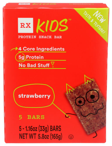 Rxbar - Kids Protein Snack Bar Delicious Flavor Strawberry 5 Bars, 5.8 Oz | Pack of 6