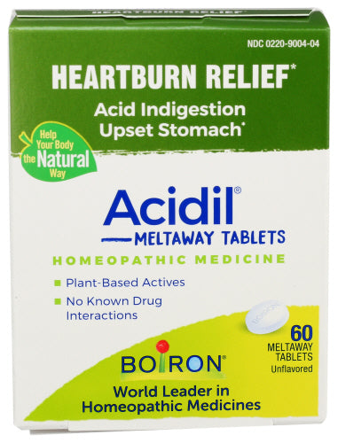 Boiron - Acidil Indigestion Heartburn Bloating, 60 Tablets | Pack of 6