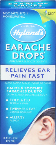 Hyland's - Earache Drops Natural Relief of Earaches Adults and Children, 0.33 Oz | Pack of 3