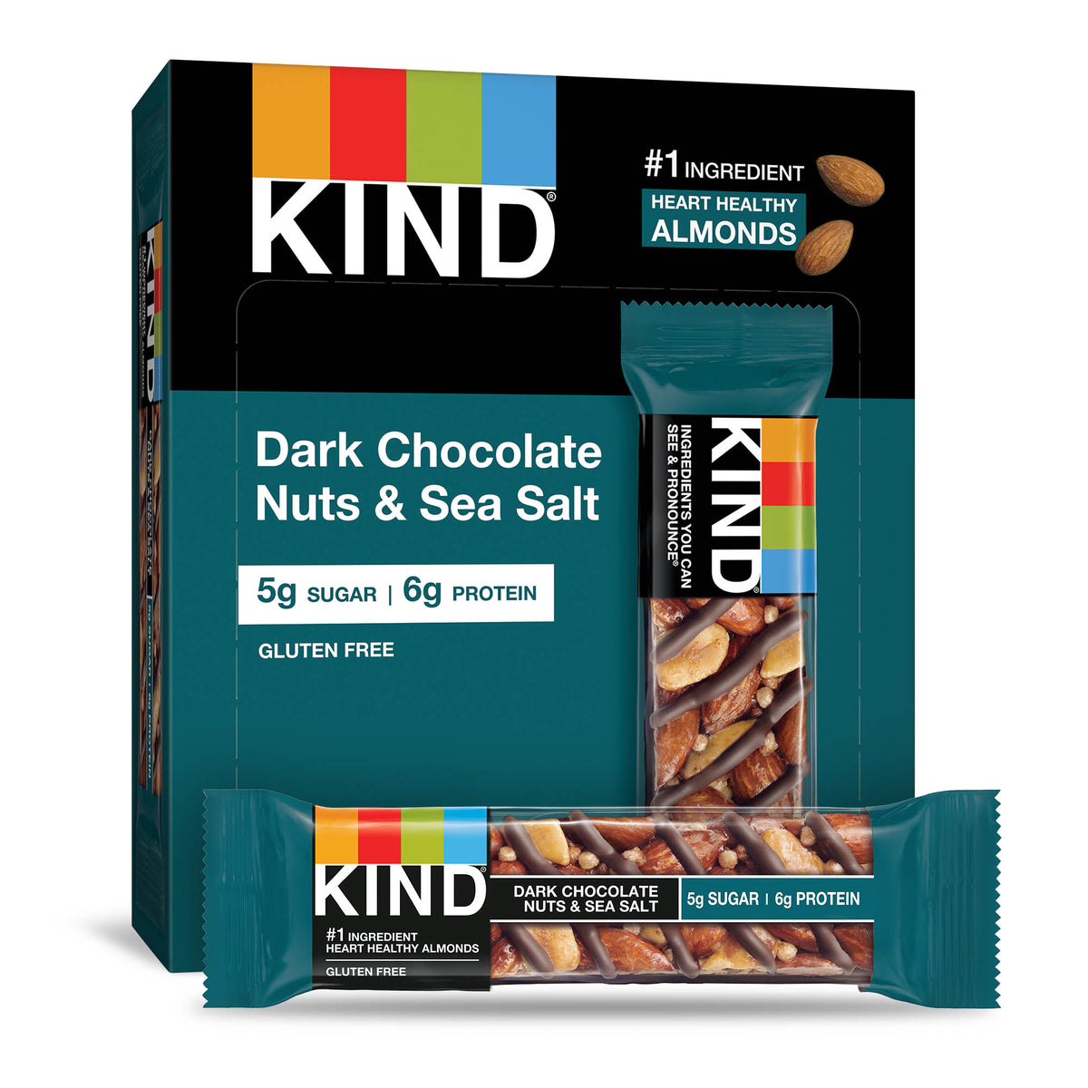 KIND - Bars Dark Chocolate Nuts & Sea Salt Snack Bars , 1.4 Oz | Pack of 6