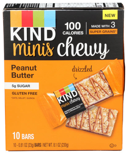 Kind - Minis Chewy Peanut Butter 10 Bars, 8.1 Oz  | Pack of 8