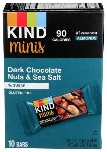 Kind - Minis Dark Chocolate Nuts & Sea Salt 10 Bars, 7 Oz | Pack of 8