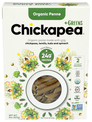 Chickapea - Greens, Organic Penne Pasta, 8 oz - Pack of 6