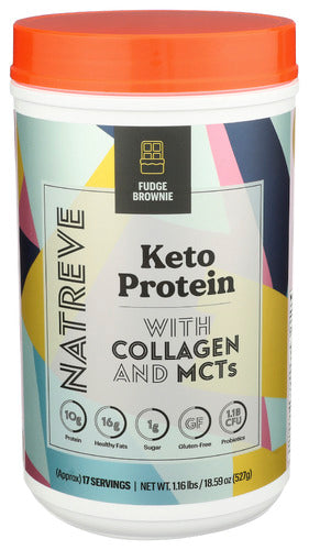 Natreve - Keto Protein Powder - Fudge Brownie Sundae - 17.63oz