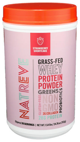 Natreve - Whey Protein Powder - Strawberry Shortcake - 23.8oz