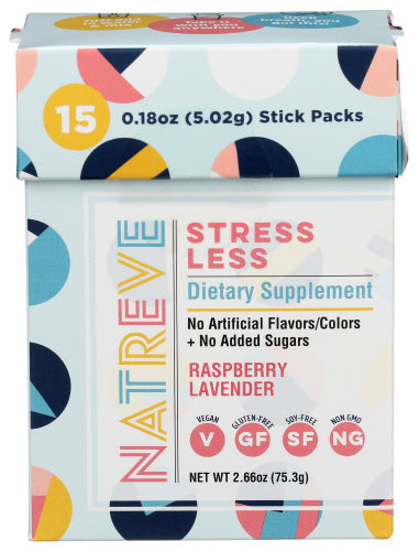 Natreve Stress Less Dietary Supplement - Raspberry Lavender, 15 Stick Packs