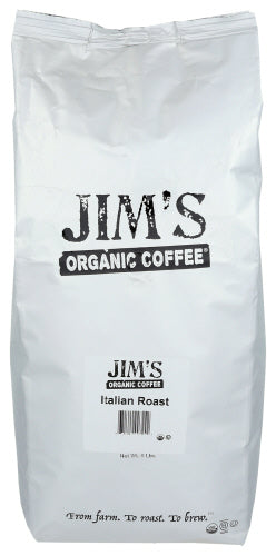 Jim's Organic Coffee - Whole Bean Coffee Very Dark Italian Roast, 5 Lbs