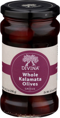 Divina - Whole Kalamata Olives, 6.3 Oz | Pack of 6