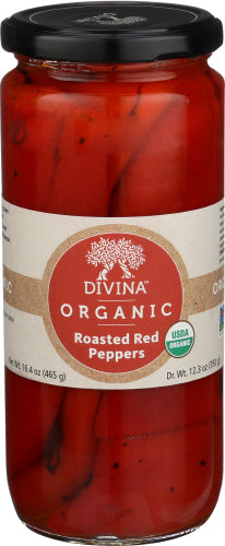 Divina - Organic Fire Roasted Sweet Peppers, 16.2 Oz | Pack of 6