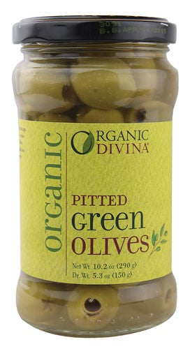 Divina - Organic Pitted Green Olives, 5.3oz | Pack of 6