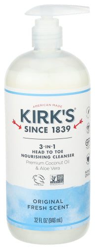 Kirk S - Castile 3-in-1 Head to Toe Nourishing Body Wash, 32 Oz.