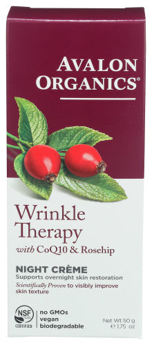 Avalon Organics - Wrinkle Therapy with CoQ10 & Rosehip Night Creme, 1.75 Oz