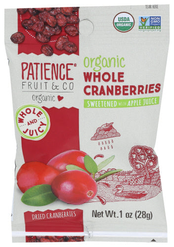Patience Fruit & Co. - Organic Dried Cranberries Fruit Snacks, 1oz | Pack of 15