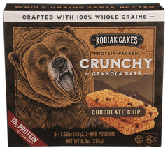 Kodiak Cakes - Cakes Kosher Crunchy Granola Bars Chocolate Chip 6 Ct , 1.59 Oz  | Pack of 12