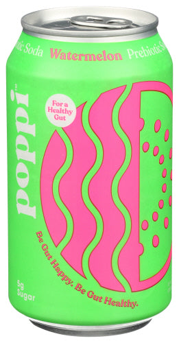 POPPI - Prebiotic Watermelon Soda , 12 Oz | Pack of 12