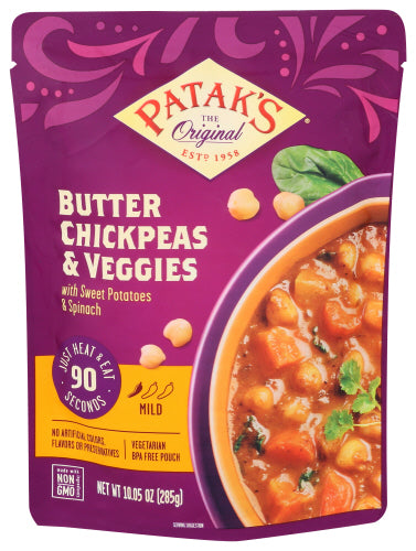 Patak's - Ready to Eat Vegetarian Meals, Butter Chickpeas & Veggies, 10.05 oz | Pack of 6