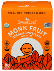 Sweetleaf -  Organic Sweetener Granules Monk Fruit 80CT, 2.26 OZ. | Pack of 6