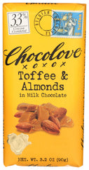 Chocolove - Milk Chocolate Bar Toffee & Almonds , 3.2 oz - Pack of 12