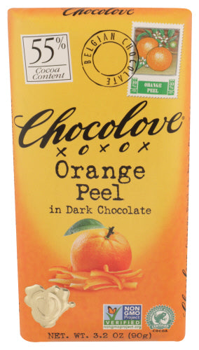 Chocolove - Orange Peel in Dark Chocolate , 3.2 Oz  - Pack of 12