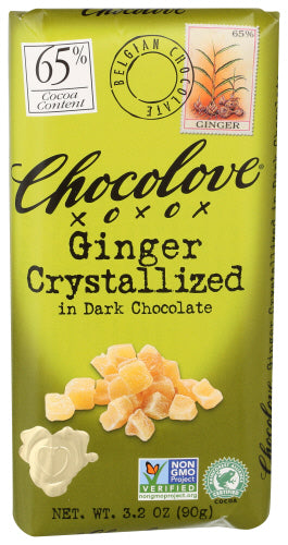 Chocolove - Dark Chocolate Bar Ginger Crystallized , 3.2 Oz  - Pack of 12