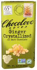 Chocolove - Dark Chocolate Bar Ginger Crystallized , 3.2 Oz  - Pack of 12