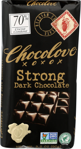 Chocolove - Chocolate Bar, 70% Strong Dark, 3.2 Oz - Pack of 12