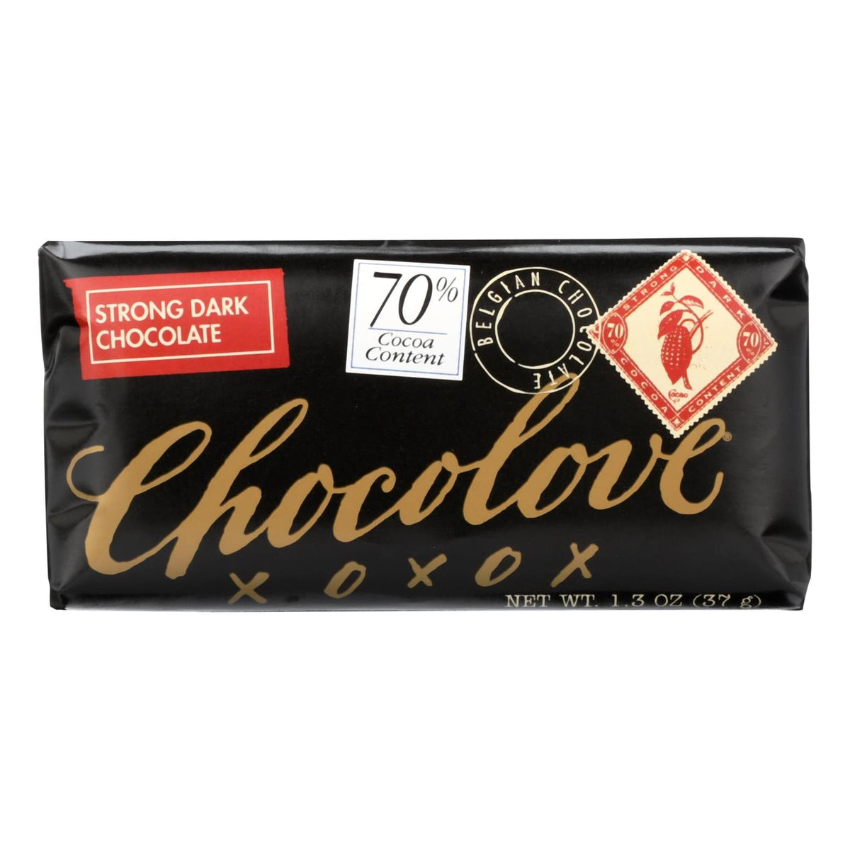 Chocolove Xoxo - Strong Dark Chocolate Mini Bar, 1.3 oz - Pack of 12