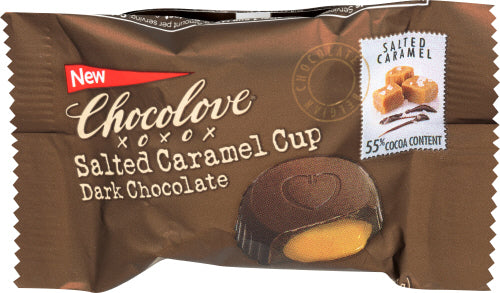 Chocolove - Xoxox Cup Salted Caramel Dark Chocolate, 0.6 Oz - Pack of 50