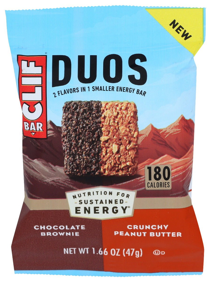 CLIF - Peanut Butter Duo Chocolate Brownie Bar, 1.66 Oz - Pack of 14