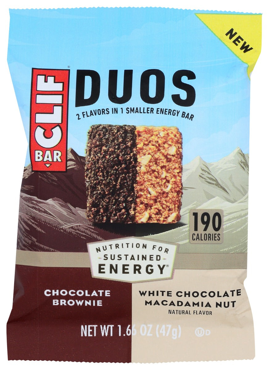 CLIF -  Duo Brownie White Chocolate Macadamia Nut Bar, 1.66 Oz  - Pack of 14