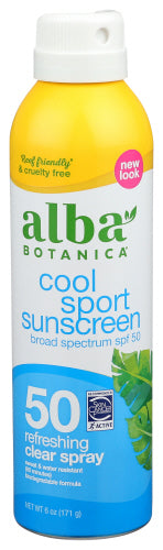 Alba Botanica - Cool Sport Sunscreen Spray, SPF 50, 6 Oz