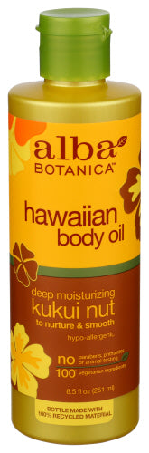 Alba Botanica - Hawaiian Body Oil Deep Moisturizing Kukui Nut, 8.5 Fl Oz