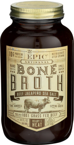 Epic - Bone Broth Beef Jalapeno Sea Salt, 14 OZ. | Pack of 6