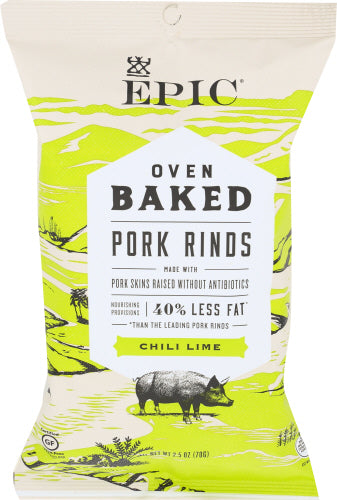 Epic - Oven Baked Chili Lime Pork Rinds, 2.5 Oz | Pack of 12