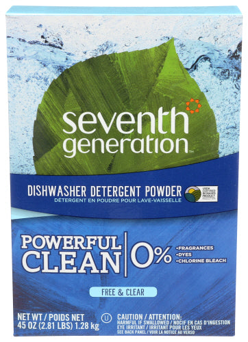 Seventh Generation - Free & Clear Automatic Dishwasher Powder, 45 Oz  | Pack of 12