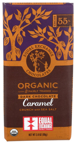 Equal Exchange - Organic Sea Salt Caramel Crunch Chocolate Bar, 2.8 oz | Pack of 12