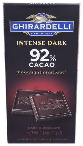 Ghirardelli - Intense Dark 92% Cacao Dark Chocolate, 3.17 Oz | Pack of 12