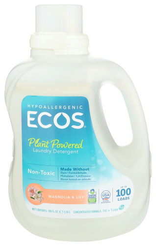 ECOS - Magnolia and Lily Scented Liquid Laundry Detergent, 100 Oz | Pack of 4