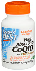 Doctors Best - High Absorption CoQ-10 with BioPerine - Vegan - 400 MG, 60 Capsules