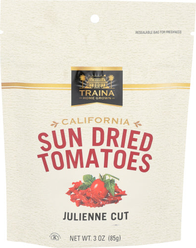 Traina - Organic Julian Cut Sun Dried Tomatoes, 3 Ounce | Pack of 12