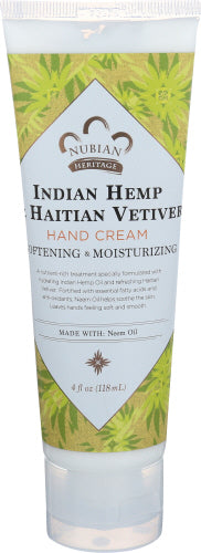 Nubian Heritage - Hand Cream Indian Hemp & Haitian Vetiver, 4 Oz