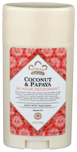 Nubian Heritage - Deodorant Coconut and Papaya, 2.25 Oz