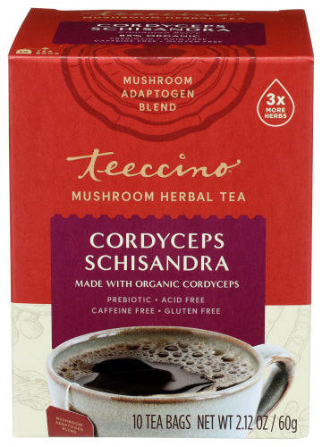 Teeccino - Cordyceps Schisandra Mushroom Tea, 10 Count | Pack of 6